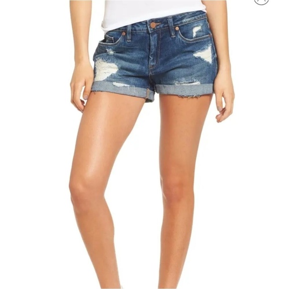 BlankNYC Tomboy Distressed Denim Cutoff Shorts 31 Jean Medium Wash Stretch - Picture 9 of 10